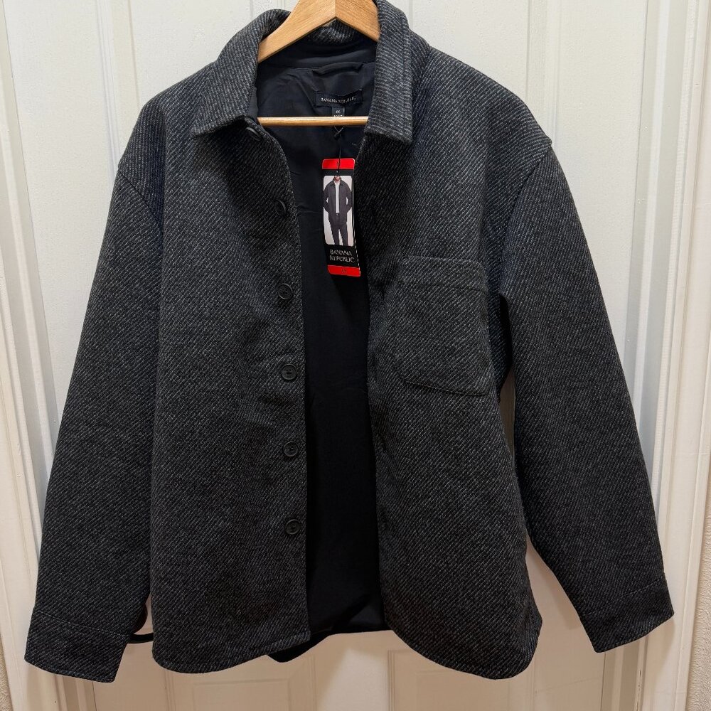 Banana Republic Men's Bonded Shirt Jacket Size M Black Relax Fit Midweight (NEW)
